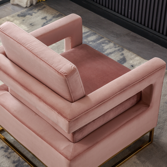 Geometrical Design Modern Velvet Accent Chair Elegant Armchair