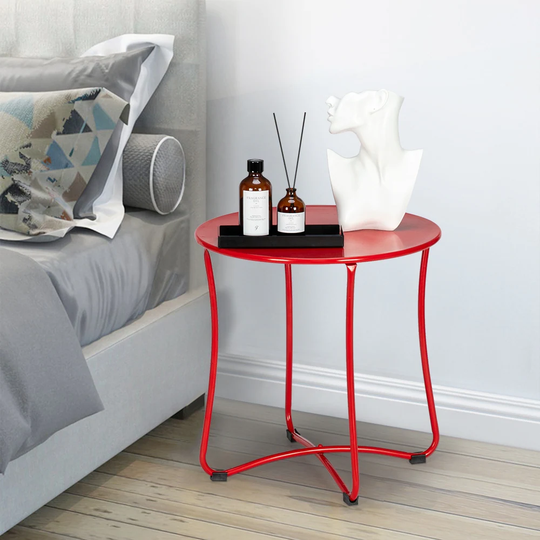 18" Metal Countertop Small Round Table Terrace Wrought Iron Side Table