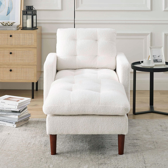 Modern Fabric Single Sofa Chair with Solid Wood Legs