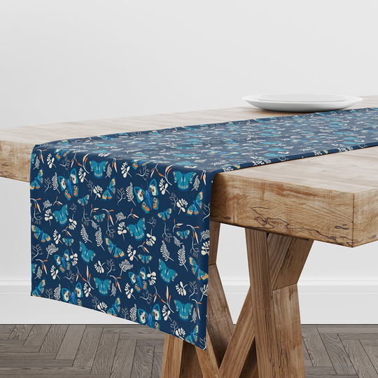 Table Runner Blue Butterflies | Unique Design Decor High Quality Textile & Print Made in Eu