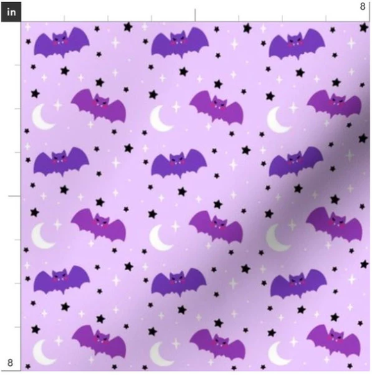 Halloween Cutie Bats Fabric By The Yard | Purple Custom Print To Order