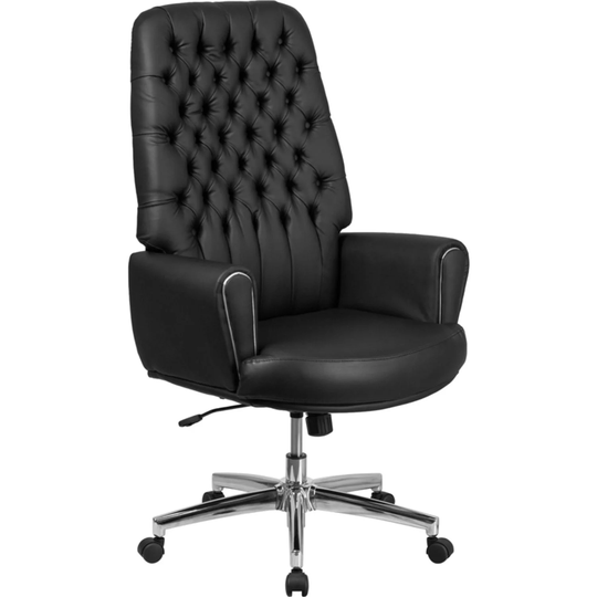 Offex High Back Traditional Tufted Black Leather Executive Swivel Office Chair with Arms - Not Available