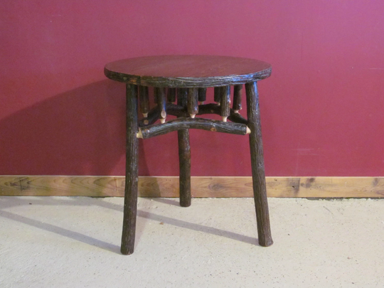 Hickory Log Side Table - Old Fashioned Hickory Table