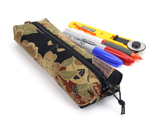 Cotton Handmade Pen Case Bag Pencil Pouch Bag Peony Black