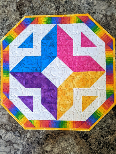 Quilted Table Topper, Rainbow Colors