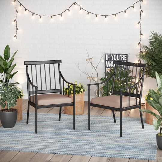 Set of 2 Patio Dining Chairs Deep-Seating with Movable Cushions