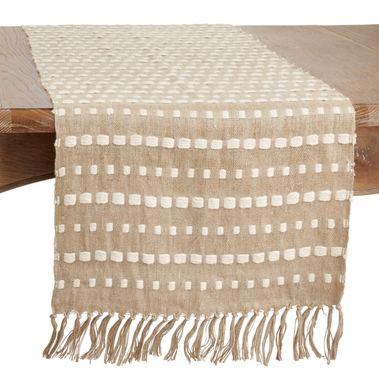 Table Runner With Stitched Stripe Design - 16"x72"