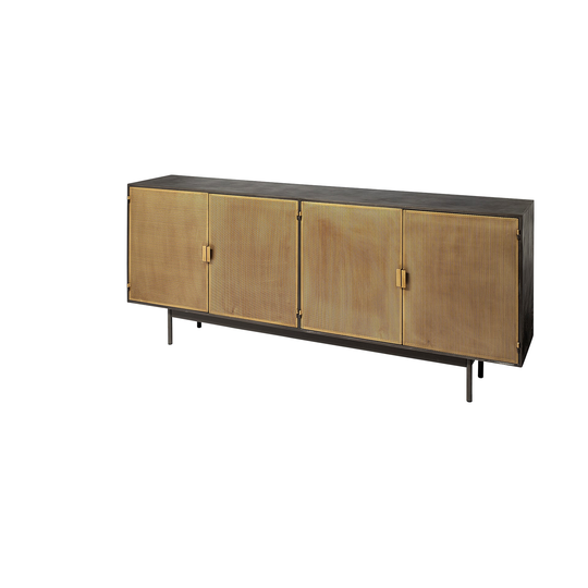 Newsome II Black & Gold Metal 4 Cabinet Door Sideboard - 79.0L x 16.0W x 33.0H