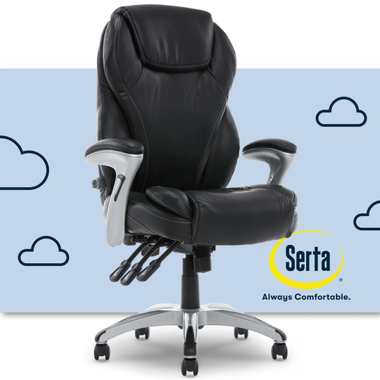 Serta Emery Executive Adjustable Office Chair, Bonded Leather, Black