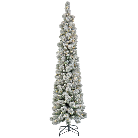 7 ft. Pre-Lit Snowy Methow Pencil Slim Tree with LED Lights - 7 ft