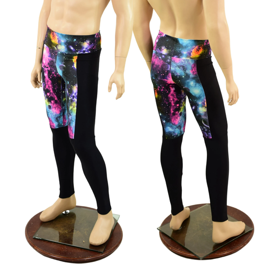 Mens Luchador Color Blocked Leggings in Galaxy & Black Zen 157820