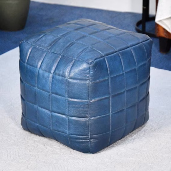 Cube Ottoman, Footstool Floor Seat Chair Floor Mattress Cover Cushion Gift Custom Leather Square Pouffe Fit Any Home