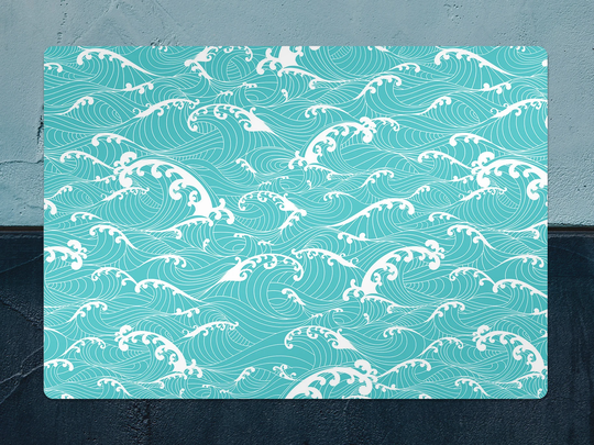 Ocean Waves Asian Chair Mat, Blue Splat White Vinyl Floor Sea Protective Office Decor, Decorative Comfort Mat
