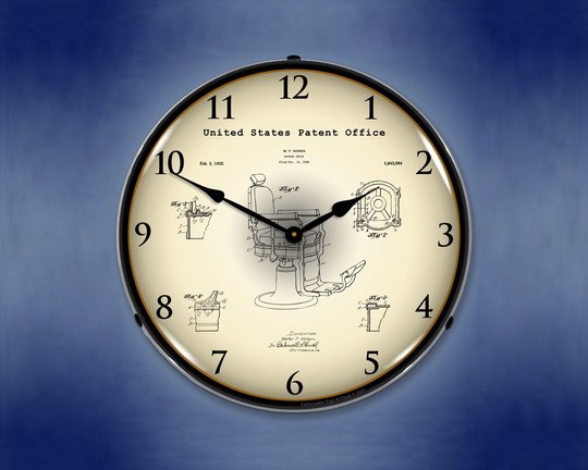 Koken Barber's Chair 1929 Patent Lighted Backlit Wall Clock Made in Usa