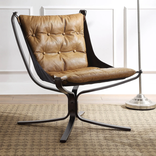 Leather Accent Chair Metal Frame Armless Chair