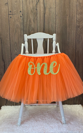 High Chair Tutu, Girls 1st Birthday Highchair Banner For Smash Cake Party, Tulle Skirt, Fall Pumpkin First Party Ideas