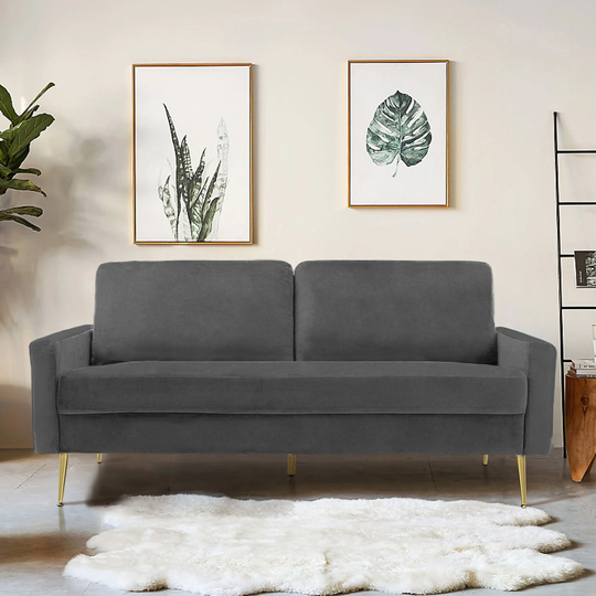 Modern Velvet Loveseat Sofa Couch with Pillows for Living Room
