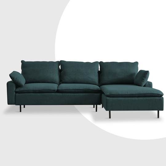 Jules L-Shaped Linen Sectional Sofa - 99.60 x 59.45 x 34.65