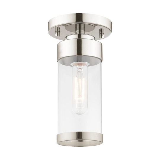 Livex Lighting Hillcrest 1-Light Ceiling Mount - 5.13"Dia. x 9.5"H - 5.13"Dia. x 9.5"H