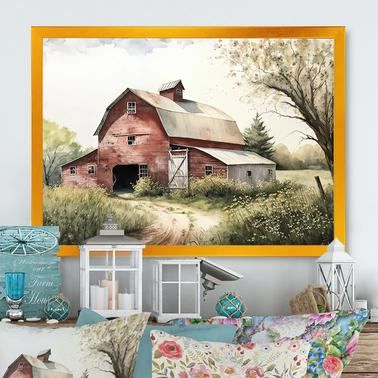 Designart 'Colorful Beach House II' Modern Framed Art Print