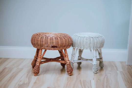 Wicker Stool For Kids, Chair, Eco-Friendly Perfect Gift For Kids, Her To Kitchen, Bedroom, Boho Stool By Munia