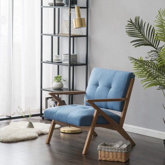 Retro Single Sofa Chair Solid Wood Lounge Accent Chair