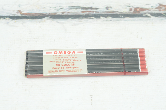 Vintage Nos Omega Color Pencils Number 801 Red Made in USA Art Supplies Artist Pencils Pagescrappers +