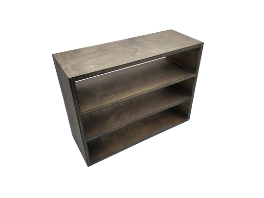 3 Tier Shelf Wall Hanging Or Flat Surface Office Organization Figurine Display Home Decor | 16"x12"x6". Tiered Shelf. Stained Dark Walnut