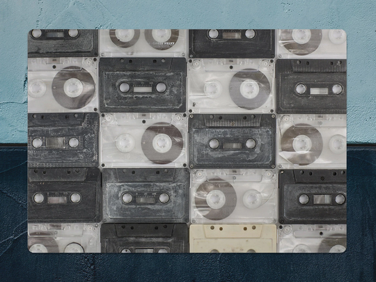 Cassettes Chair Mat, Black Protective White Splat Music Vinyl Floor Office Decor, Room Rug, Housewarming Gift