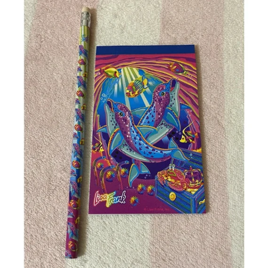 Vintage Lisa Frank Suni & Echo Spotted Dolphins Fish Mini Notepad Pencil Set