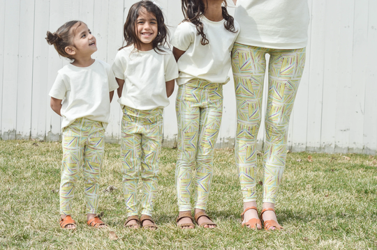 Kids Cotton Colorful Striped Leggings/Green Blue Yellow Eco-Dyed Spring + Summer Sustainable Eco-Friendly Girls