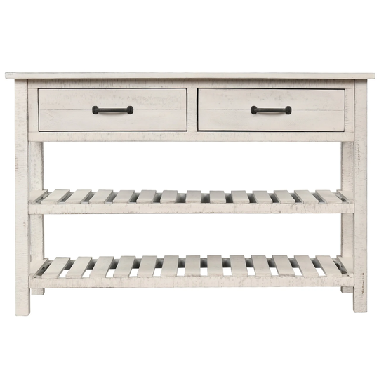 Retro Console Table for Entryway with 2 Drawers and Storage Shelves