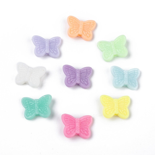 Butterfly Mixed Color Acrylic Beads Assorted Mix Pastel Butterfly