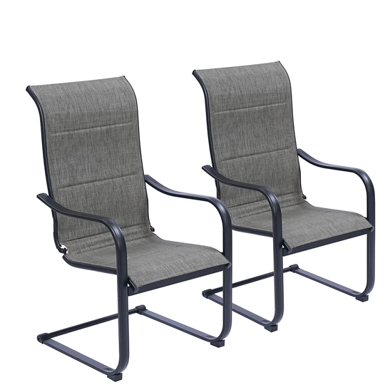 2pcs Patio Dining Chairs, High Back Spring Motion Chairs with Armrest