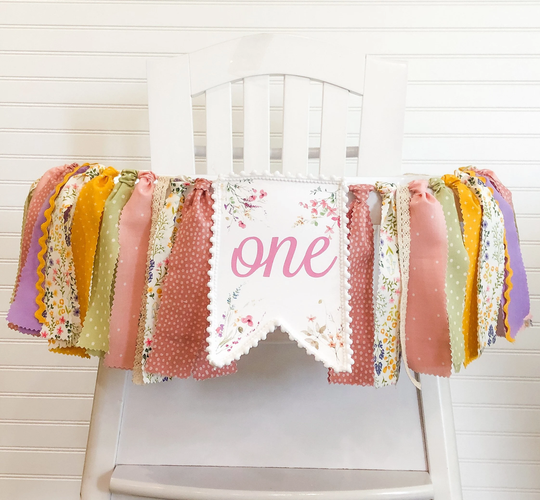Boho Wildflower High Chair Banner, Picnic 1st Birthday Highchair Decor, Cake Smash, Farm, Barnyard, Summer