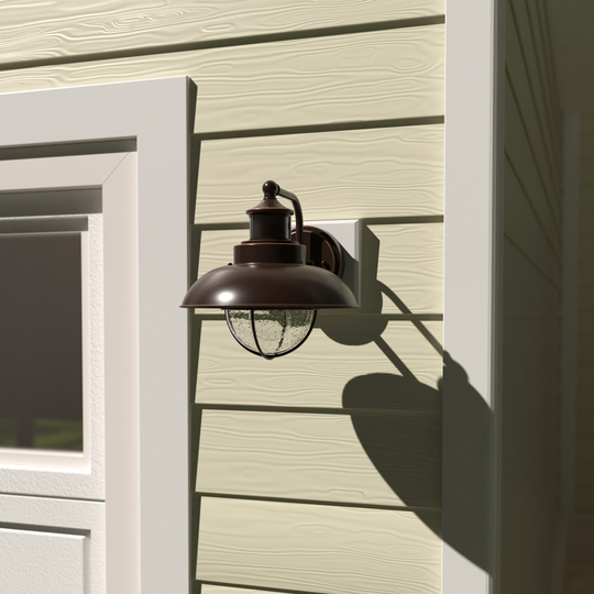 Vaxcel Harwich Motion Sensor Coastal Bronze Wall Light Dusk to Dawn - 10-in W x 10-in H x 12-in D