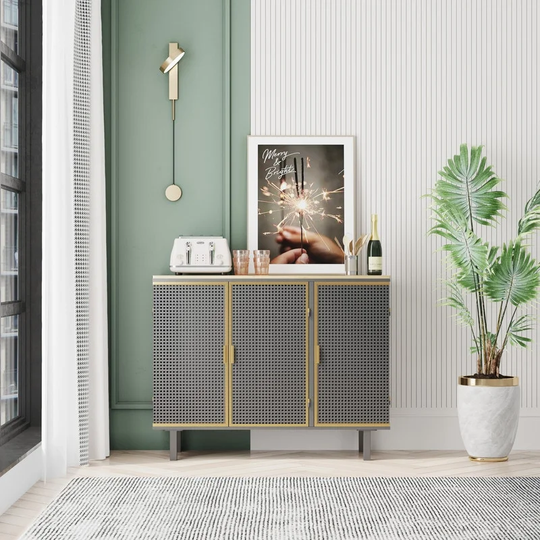 Modern 3-door Sideboard, 40.35" Freestanding Storage Cabinet