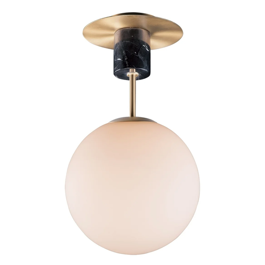 Vesper 9.75" Wide Steel Semi Flush Mount Ceiling Light - satin brass / black