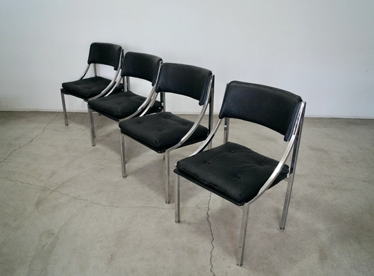 Set Of Four Mid-Century Modern Chrome Dining Chairs