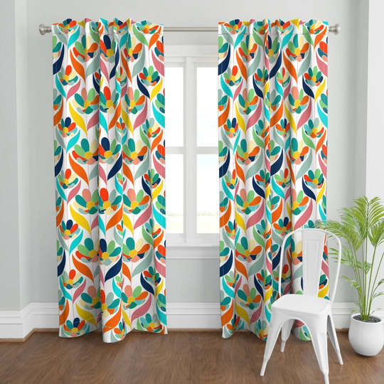 Colorful Floral Curtain Panel - Bold Minimalism By Imagesbycassandra Summer Colors Bright Garden Custom Spoonflower