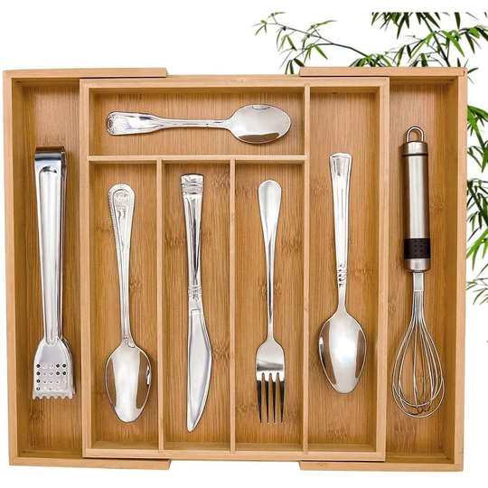 Bamboo Utensil Expandable Kitchen Drawer Organizer