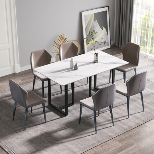 Rectangle Dining Table With Marble Top, 71 inch Modern Minimalism Style,high Hardness Dining Table