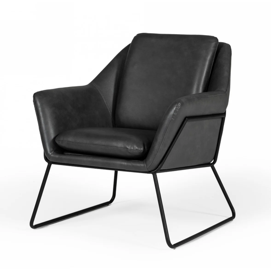 Industrial Grey Faux Leather And Black Accent Chair - 33.5" x 31" x 29.5"