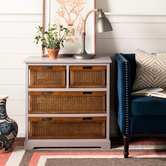 SAFAVIEH Jackson Grey 4-drawer Wicker Basket Storage Unit