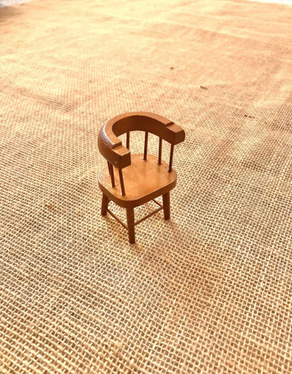 Vintage Doll Chair 3" Wooden Authentic For Baby Dollhouse Cottage Farmhouse Small Miniature Play High Furniture