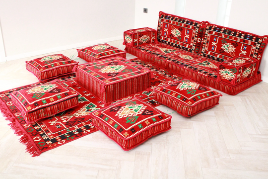 Bohemian Floor Sofa Set, Floor Couch, Oriental Seating, Arabic Seating, Ethnic Sofa, Furniture, Living Room