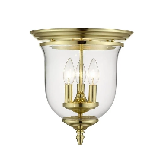 Livex Lighting Legacy Brass Steel/Glass Ceiling Mount Light