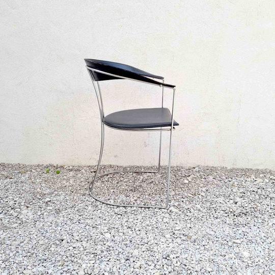 Mid Century Modern Chair/Ursula Produced By Aarben Italy Office Dining Post Leather /1980 /'80S