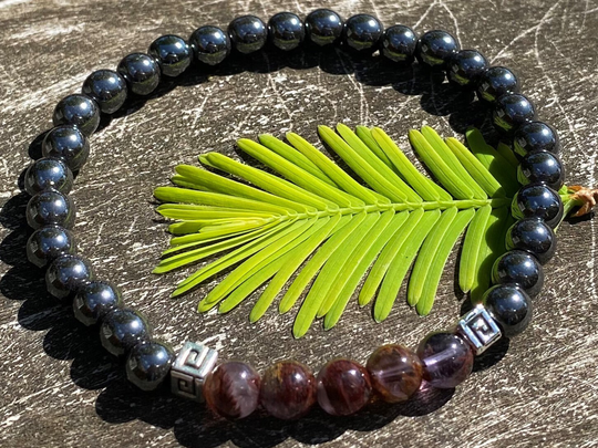 Unisex Super Seven & Hematite Healing Stone Bracelet With Positive Energy