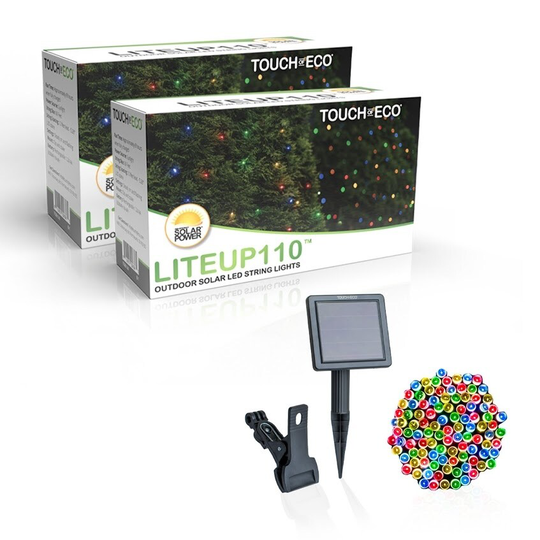 Solar Powered 110 LED Outdoor String Lights - 2 Pack, Multiple Color Options - 2 Pack
